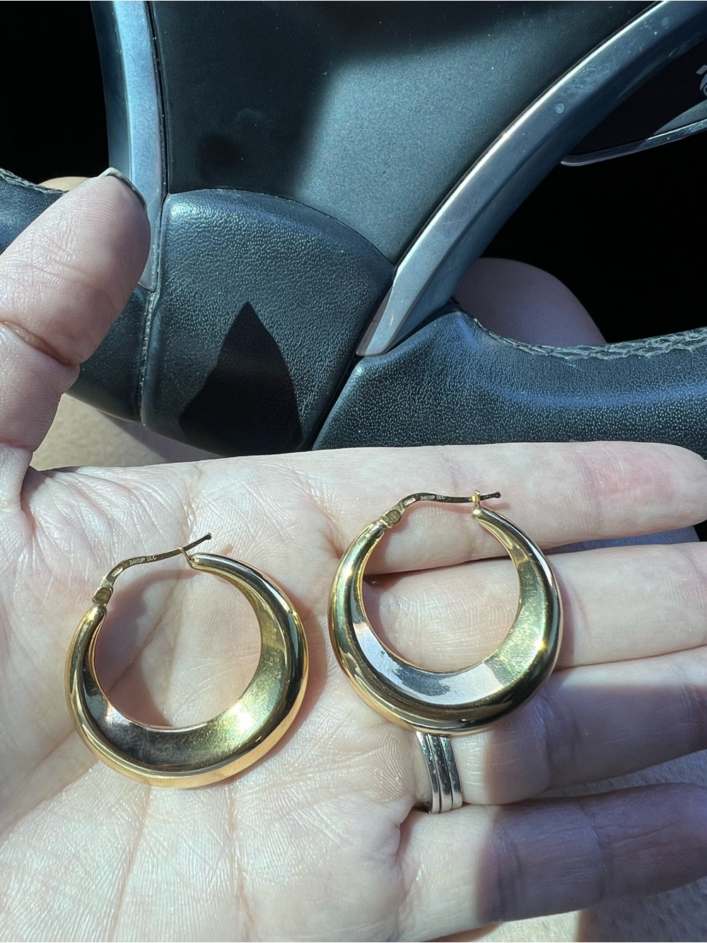 Kay Jewelers Shiny Gold Crescent Hoop Earrings